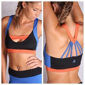 Kisaiya Blondie Sports Bra S Strappy Racer Back Sexy Cut Out Orange Blue Black